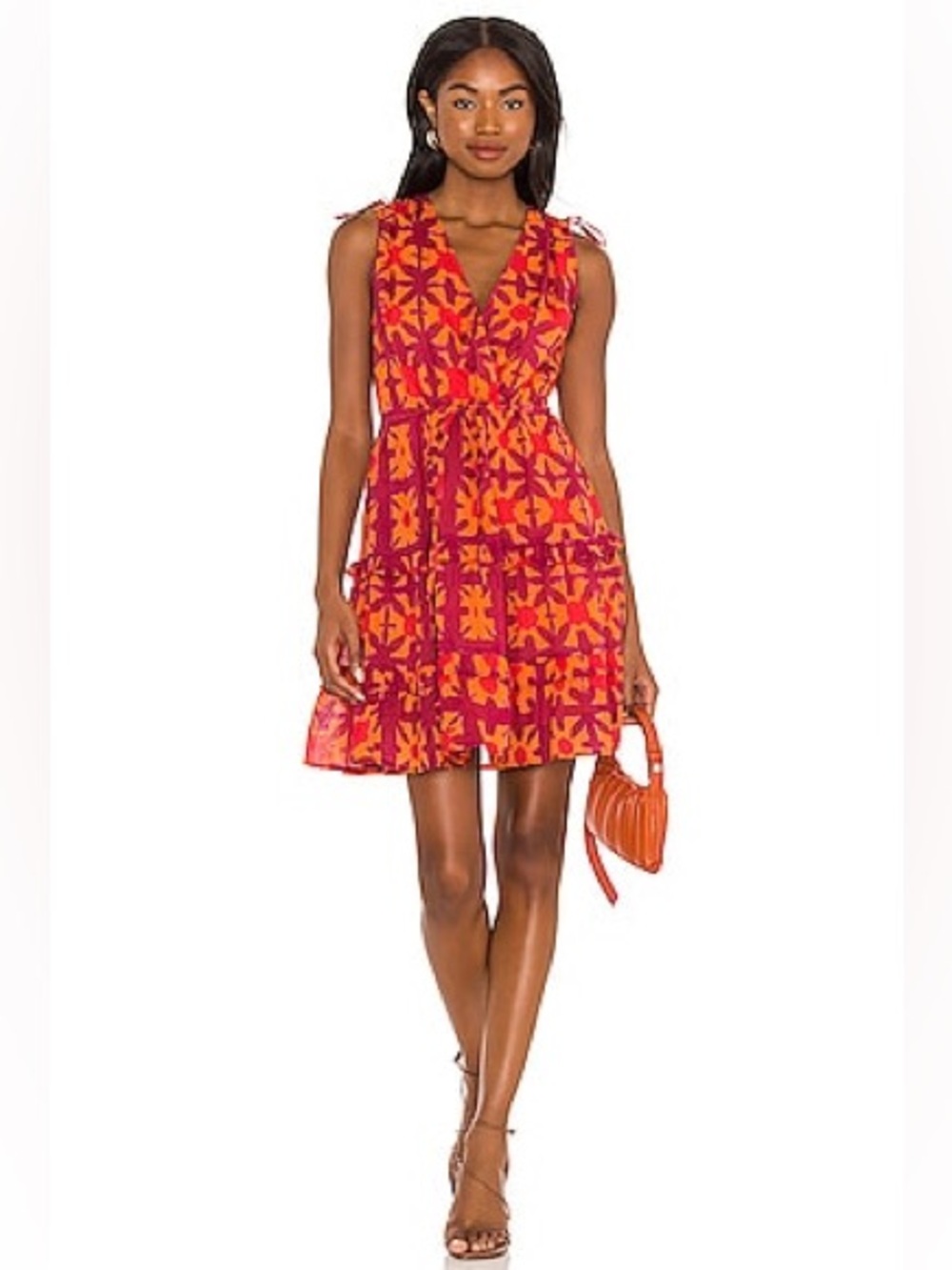 Banjanan becca dress clamp dye Jaffa orange size small